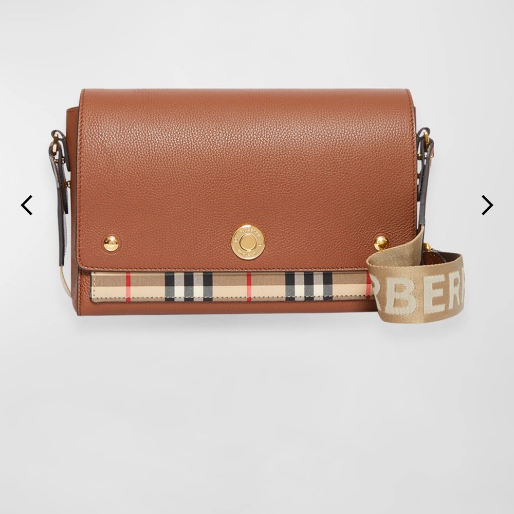 Burberry Brown Leather Crossbody with Nova Check Accent